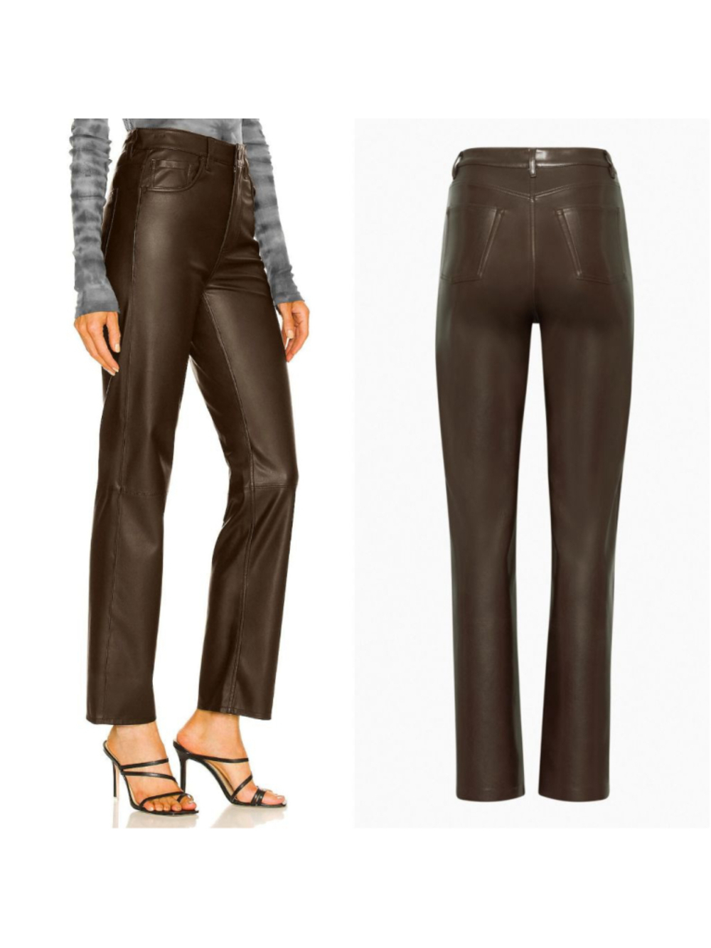 Wilfred Melina Pant Chocolate Brown Size 8 High Waisted Vegan Leather Trousers